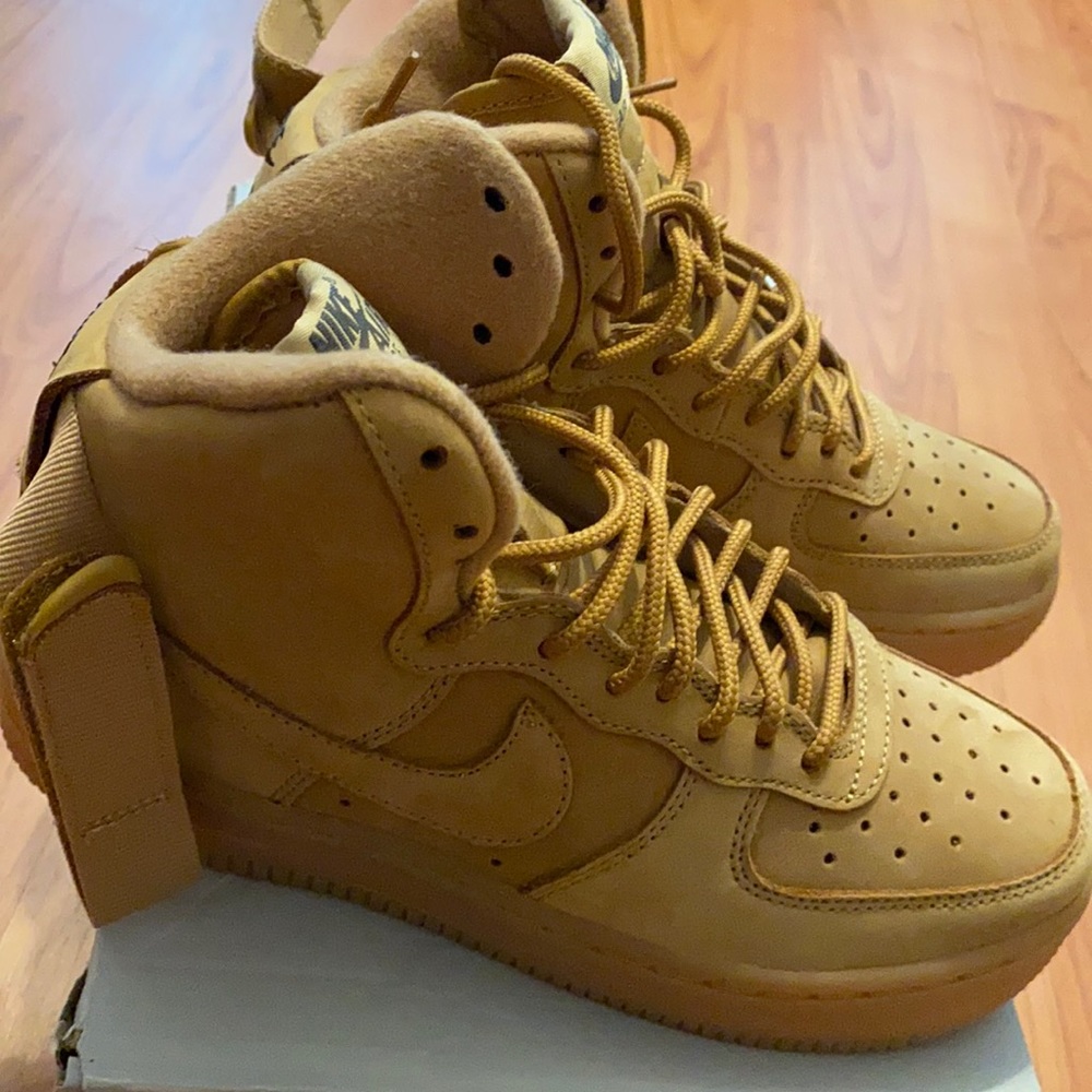 Nike Air Force 1s high wheat